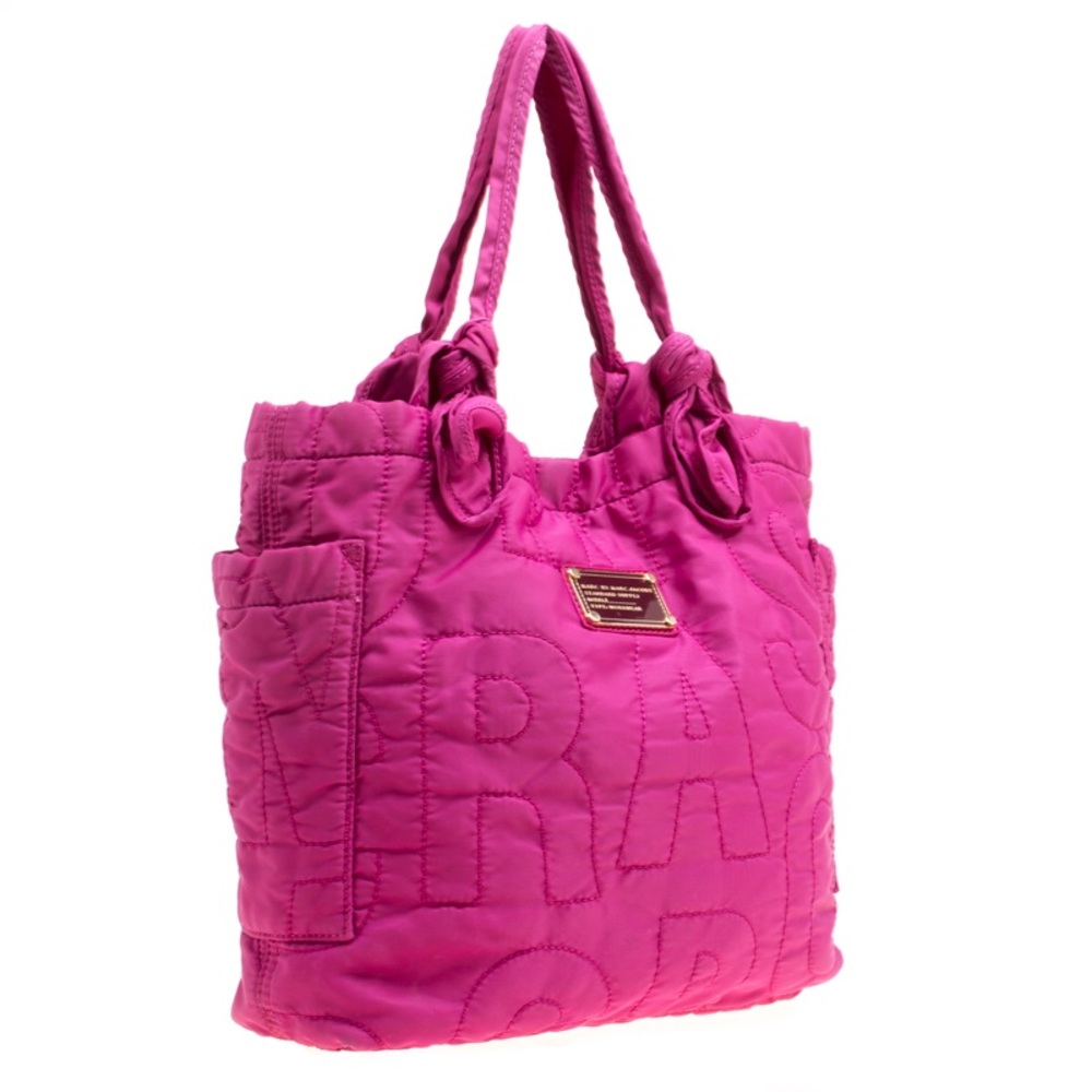 Marc by Marc Jacobs Tote Bag Nylon Quilted Shoulder Handbag Purse Magenta